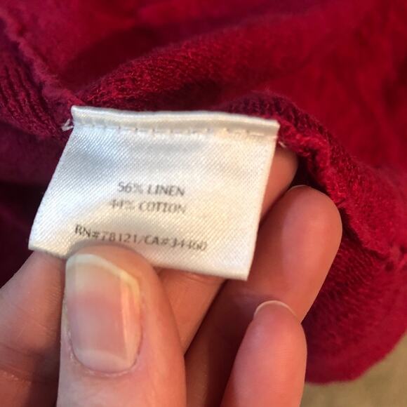 Eileen Fisher Pink Linen Open Front Cardigan Sweater Womens S Ruffled Open Front - Picture 4 of 6